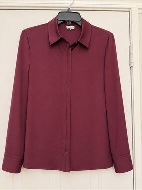 ecru Burgundy Button-Up Top